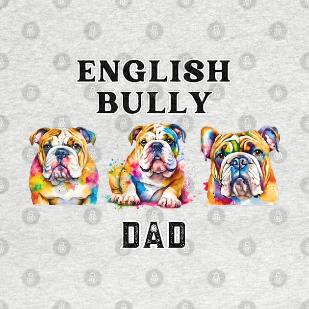 English Bulldog Dad Watercolor by Doodle and Things